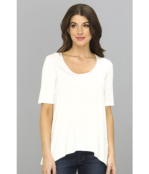 Three Dots Lightweight Viscose 1/2 Sleeve Relaxed High-Low Tee 