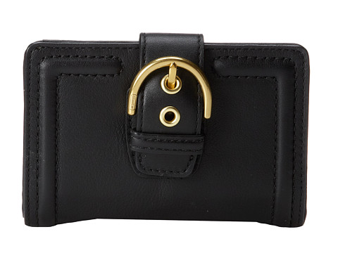 COACH Campbell Leather Buckle Medium Wallet Black