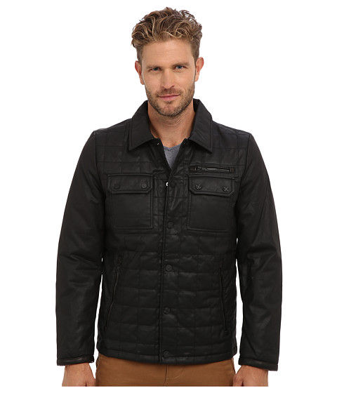 Vince Camuto Carbon Coated Quilted Shirt Collar Jacket 