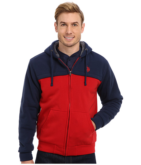 U.S. POLO ASSN. Sherpa Lined Color Block Full Zip Hoodie 