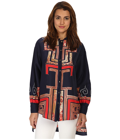 Versace Collection Graphic Print Collared Blouse 