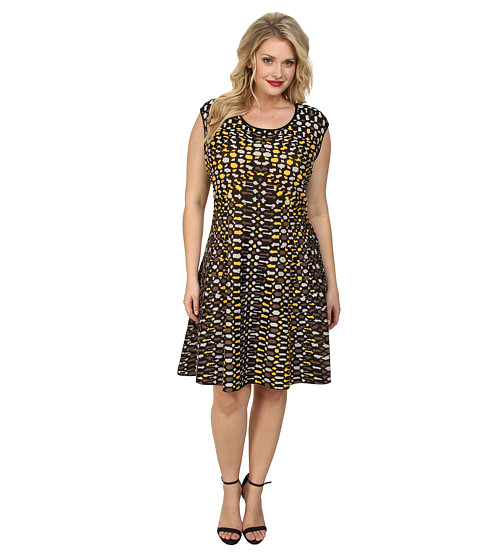 NIC+ZOE Plus Size Textural Dots Twirl Dress 