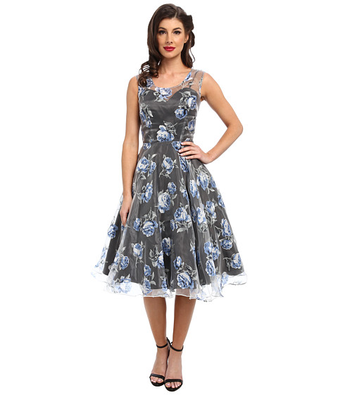 Unique Vintage High Society Floral Swing Dress 