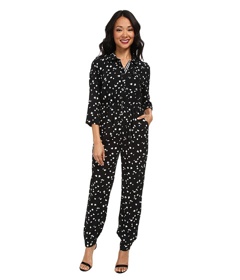 TWO by Vince Camuto Feathered Dash 3/4 Sleeve Utility Jumpsuit 