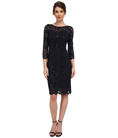 rsvp 3/4 Sleeve Stretch Lace Dress with Sequins 