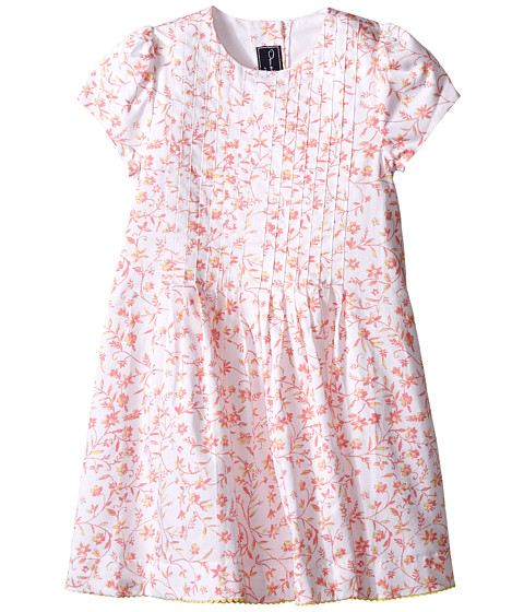Oscar de la Renta Childrenswear Floral Ikat Cotton Short Sleeve Pin Tuck Dress (Toddler/Little Kids/Big Kids) 