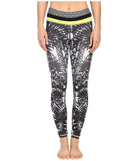 Pink Lotus Floral Burst Locate Printed Leggings with Contrast Band 