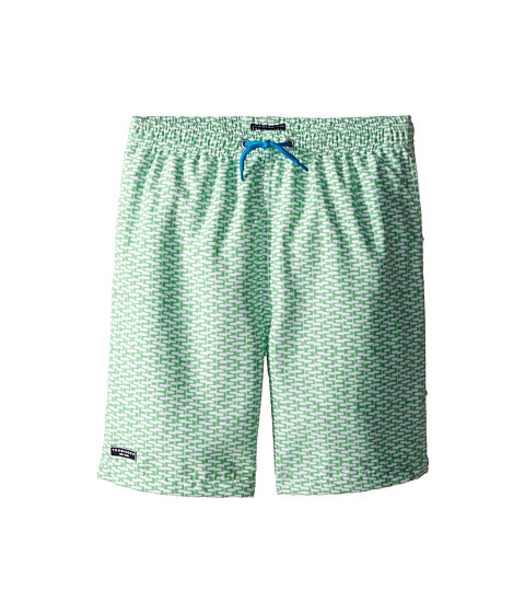 Toobydoo Green/White Print w/ White Lace Drawstring Swim Shorts (Infant/Toddler/Little Kids/Big Kids) 