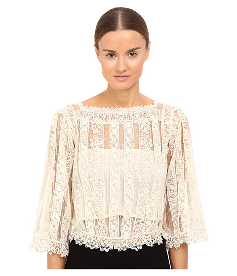 RED VALENTINO Point D'Esprit & Macrame Ribbons Blouse 