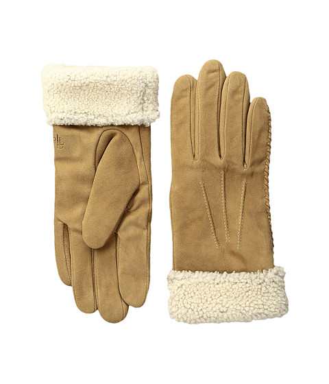 LAUREN Ralph Lauren Suede & Shearling Thinsulate Gloves 