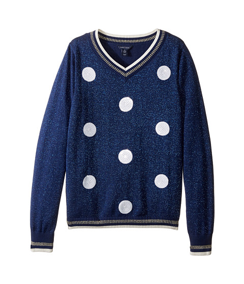Tommy Hilfiger Kids Sequin Dot V-Neck Sweater (Big Kids) 