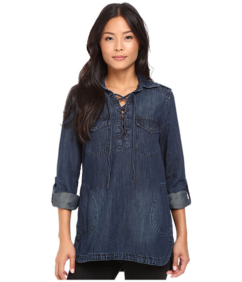 Blank NYC Denim Lace-Up Shirt in Hangover Helper 