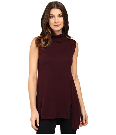 Vince Camuto Sleeveless Turtleneck Sweater with Front Slits 