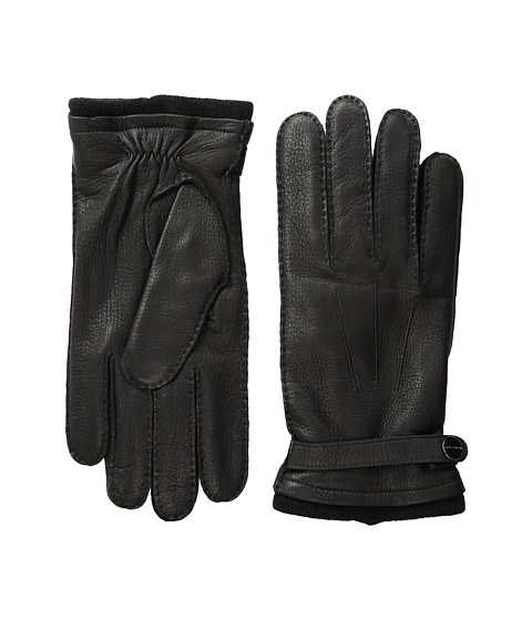 MICHAEL Michael Kors Leather Gloves w/ Handsewn Belt and Snap Detail 
