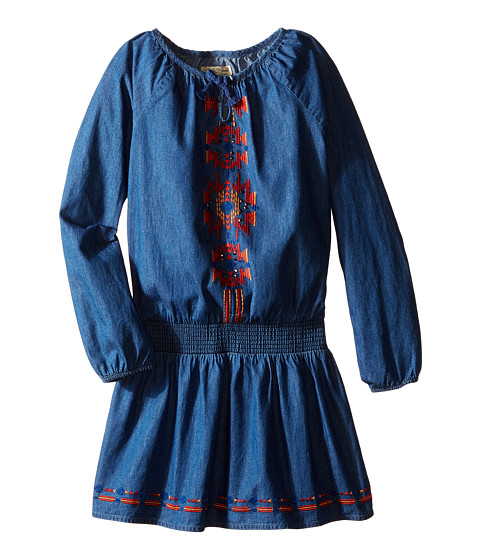 Lucky Brand Kids Chambray Peasant Dress with Embroidery (Little Kids) 