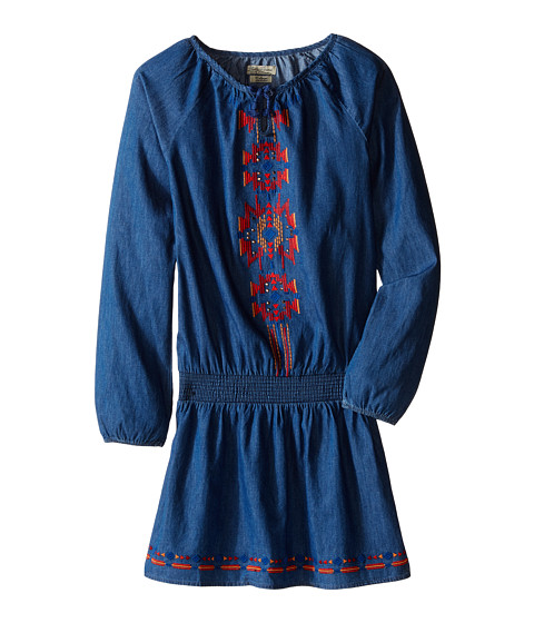 Lucky Brand Kids Chambray Peasant Dress with Embroidery (Big Kids) 