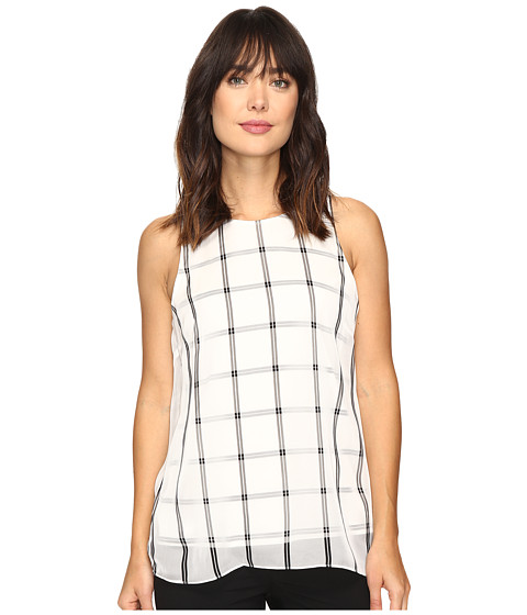 Vince Camuto Sleeveless Stripe Duet Blouse with Knit Underlay 