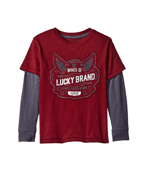 Lucky Brand Kids Long Sleeve Slider Tee with Lucky Logo (Little Kids/Big Kids) 
