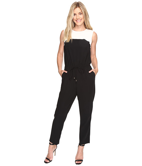 Vince Camuto Sleeveless Color Blocked Drawstring Jumpsuit 
