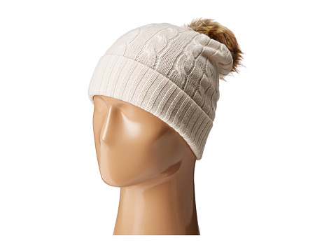 Polo Ralph Lauren Cashmere Classic Cuff Hat with Faux Fur Pom 