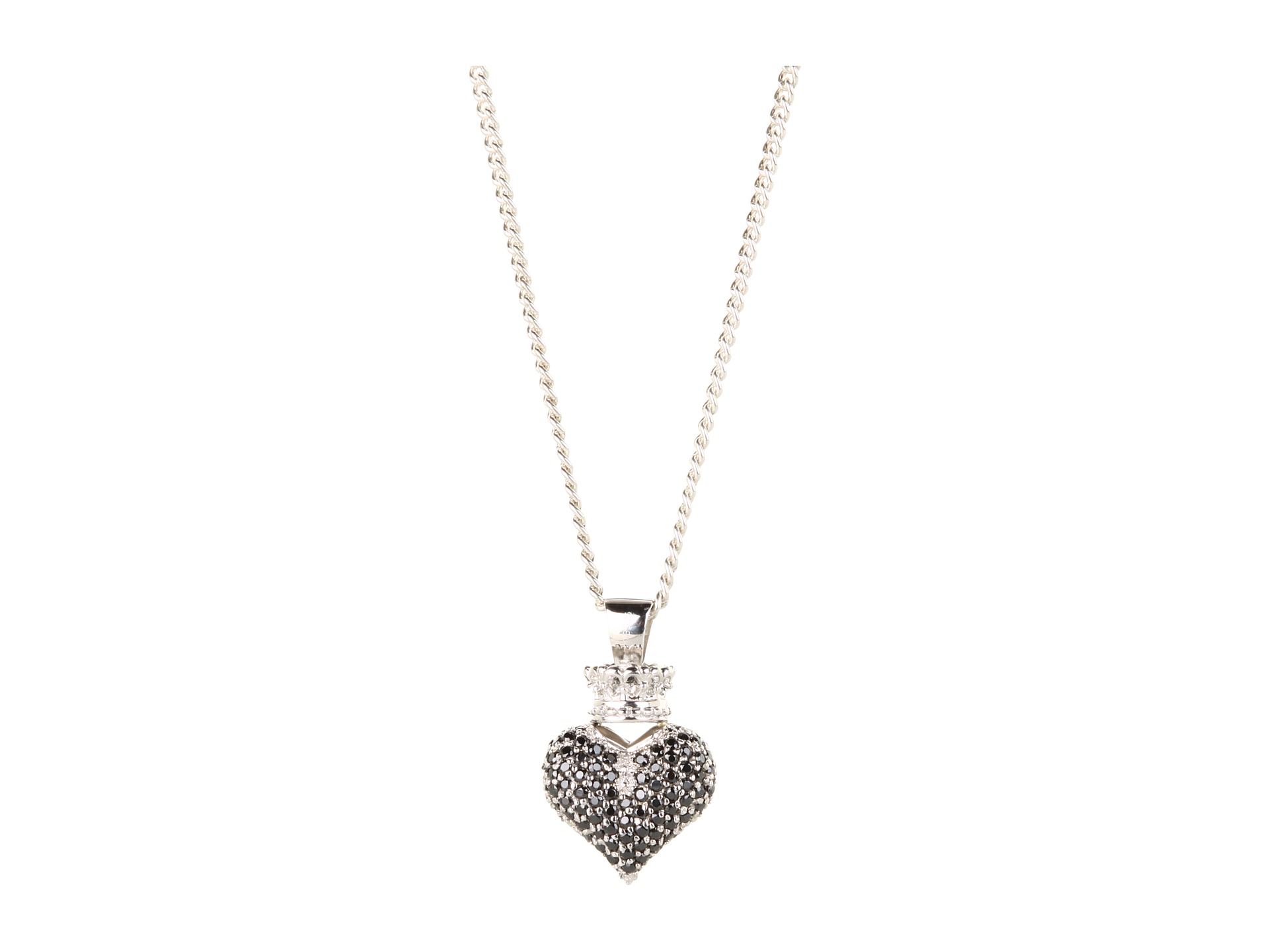 pave crowned heart on onyx bead necklace $ 230 00