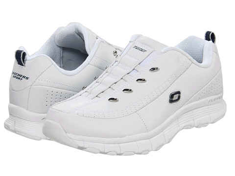 Skechers Flex Fit White Navy | Shipped Free at Zappos