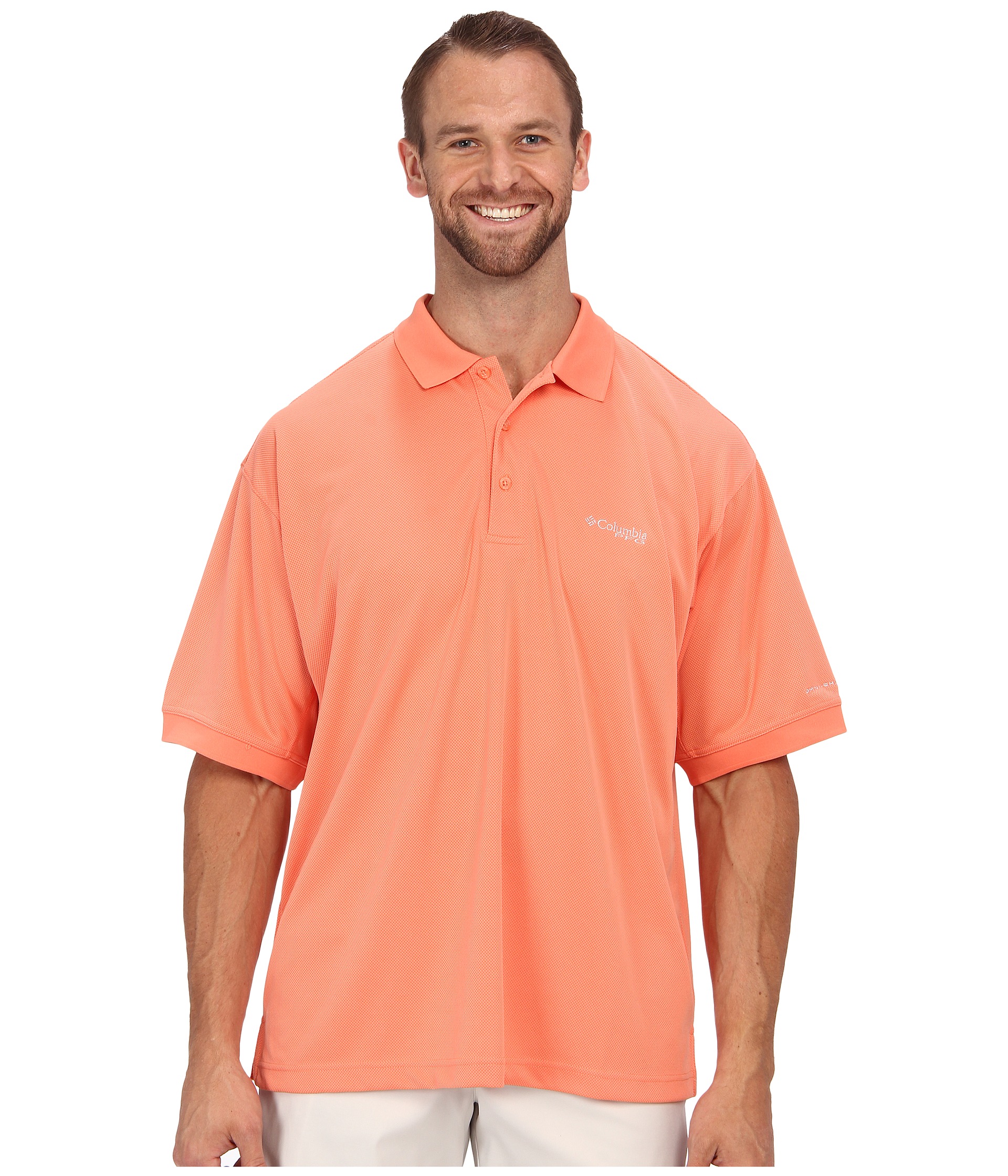 Columbia Perfect Cast Polo Shirt Extended Bright Peach, Clothing, Columbia, Men