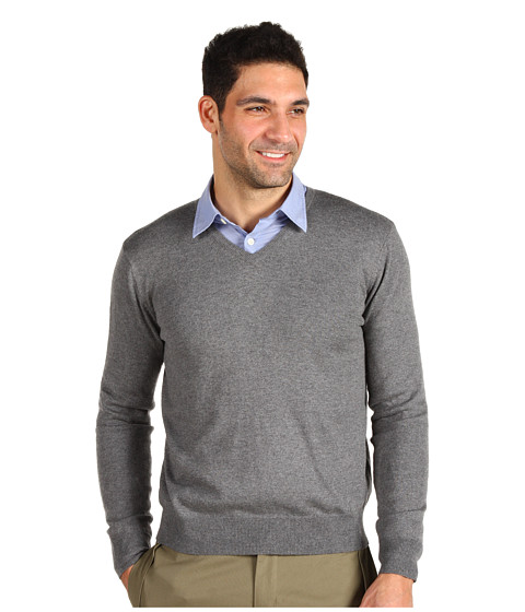 What color tie would you do with a grey v-neck sweater and dark purple ...