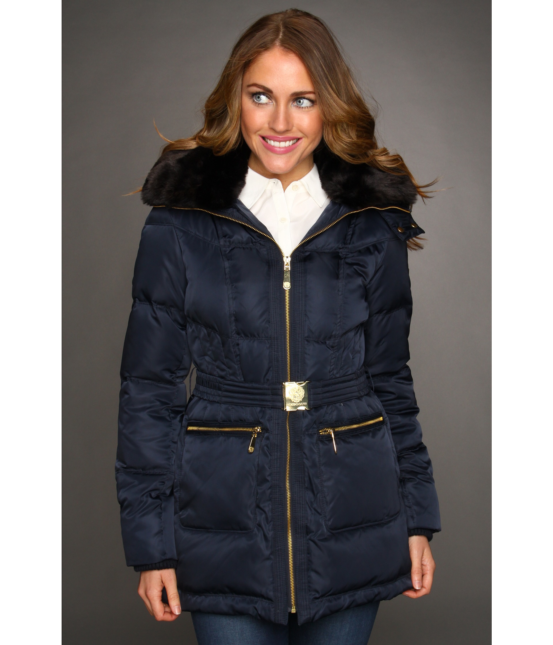Vince Camuto Faux Fur Trim Coat w/ Gold Hardware $189.00 Rated 5 