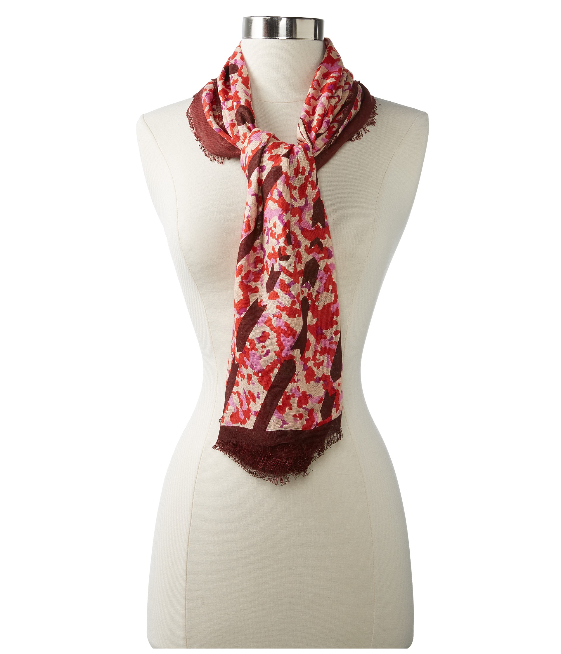 Betsey Johnson Houndstooth And Heart Scarf Red