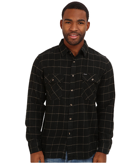 Brixton Bowery L/S Flannel Black Review - Men's Long Sleeve Plaid Shirts