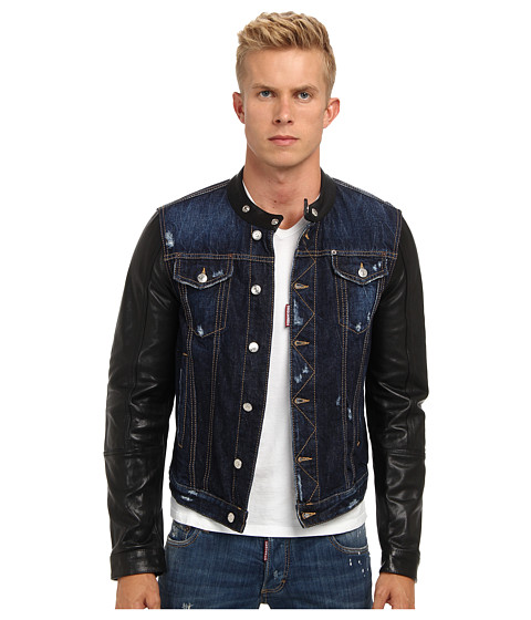 Dsquared2 Leather Sleeves Biker Jacket | Shipped Free at Zappos
