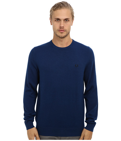 Cheap Fred Perry Classic Crew Neck Sweater Persian Blue - Men's Wool ...
