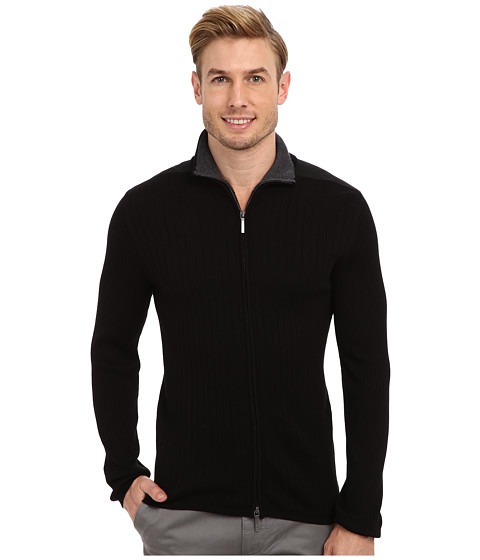 Best Review DKNY Jeans L/S Rib Woven Full-Zip Mock Neck Sweater Black ...