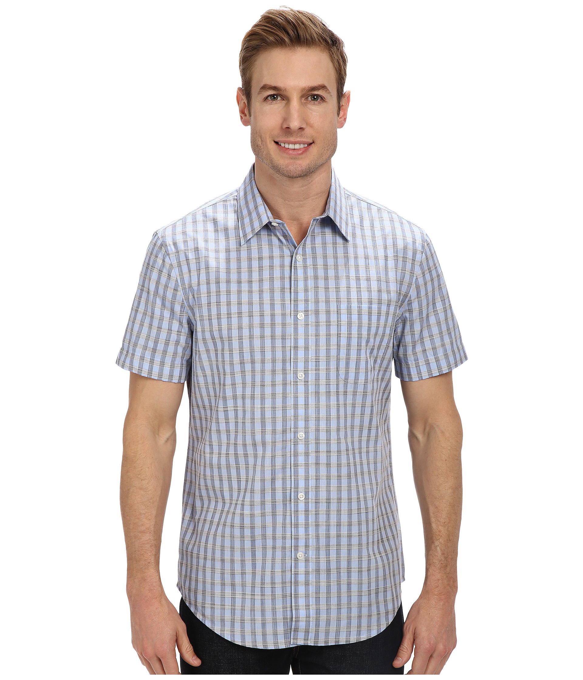 Perry Ellis Short Sleeve Check Pattern Shirt