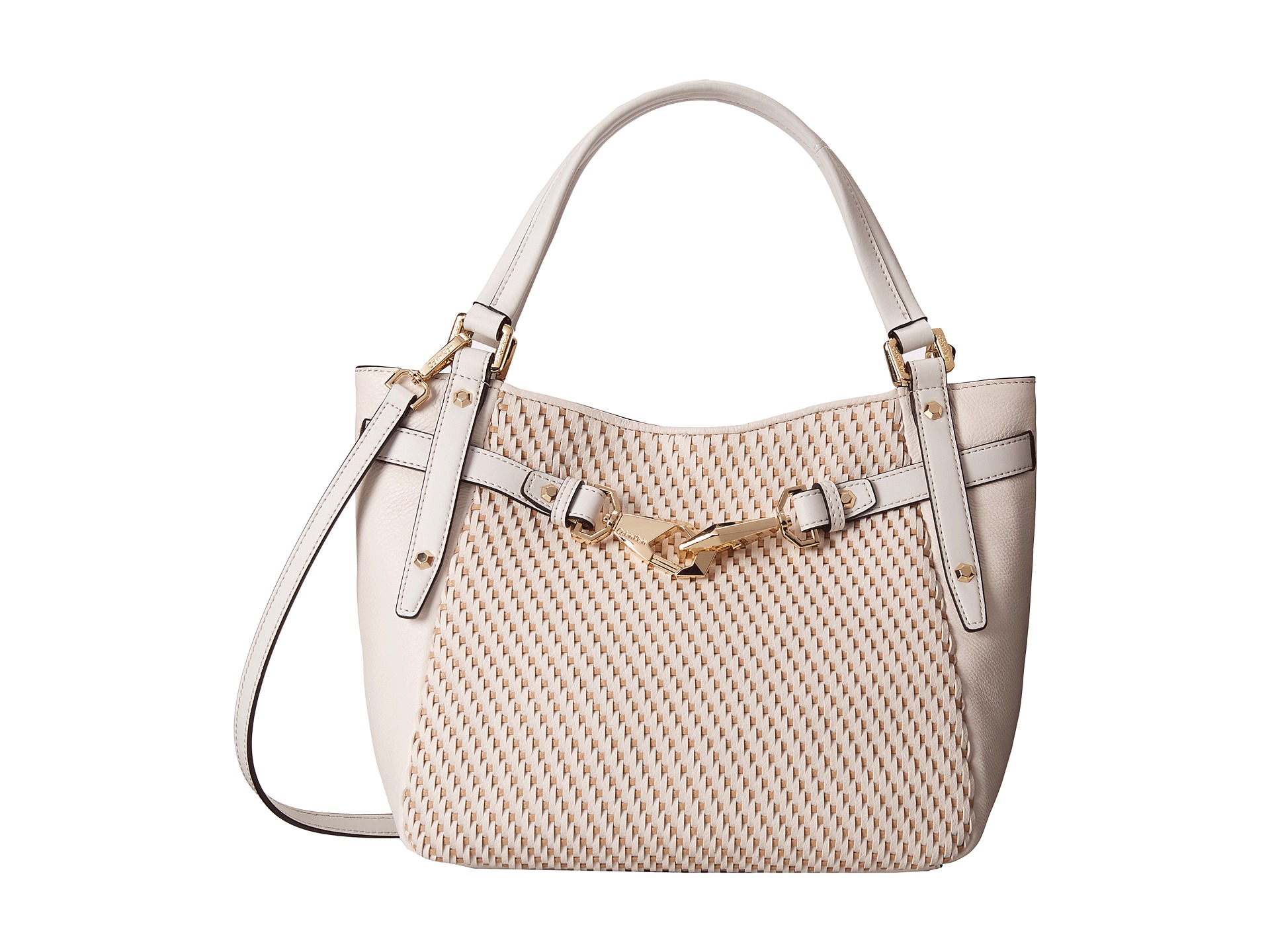 calvin klein woven pebble leather shopper