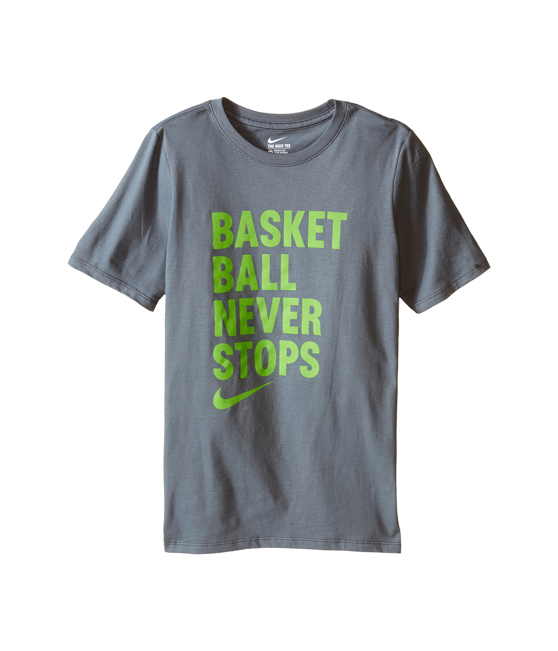 Nike Kids Basketball Never Stops Tee (Little Kids/Big Kids) Cool Grey