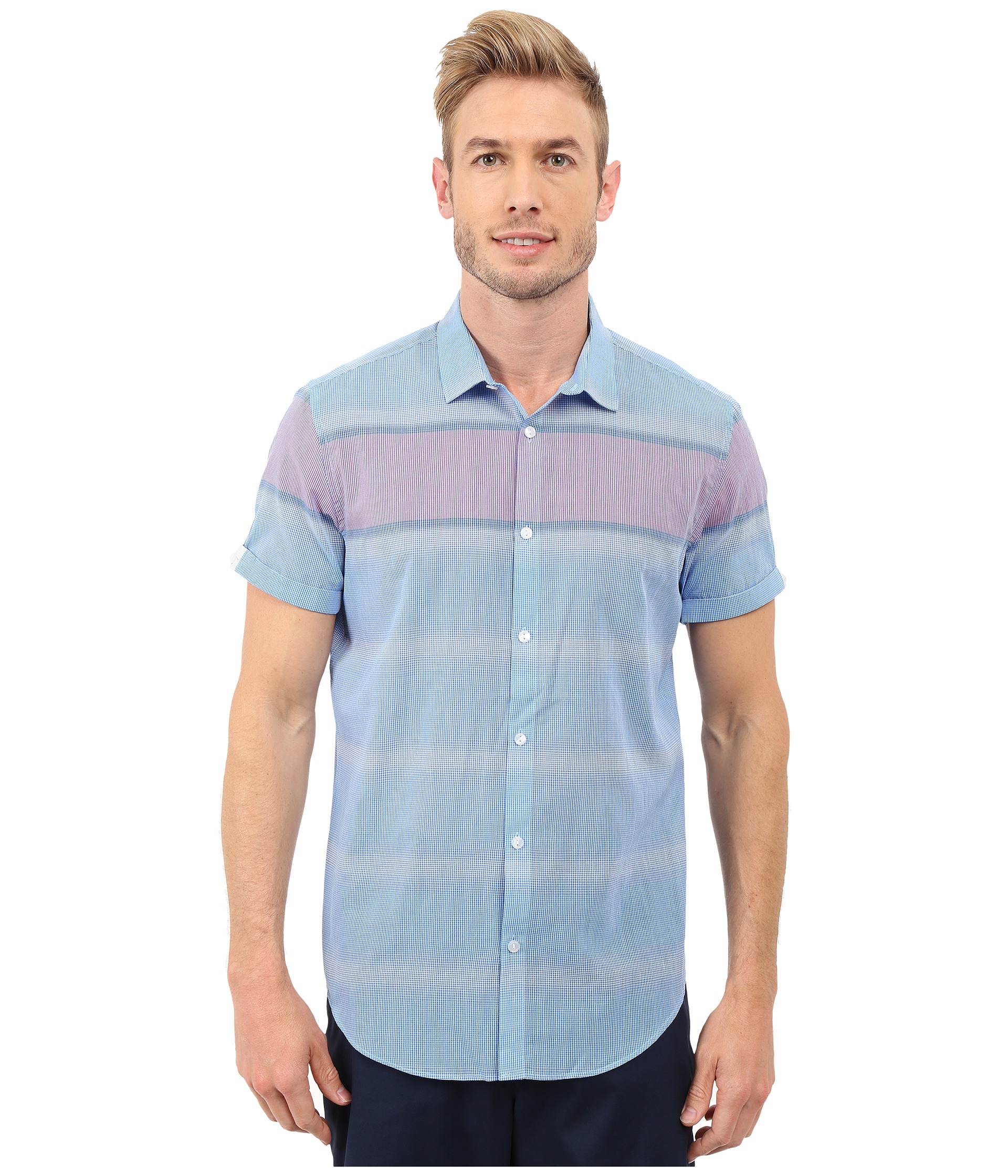 Calvin Klein Classic Fit Wide Stripe Short Sleeve Shirt