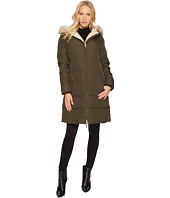 LAUREN Ralph Lauren - Faux Leather Trim Hooded Down w/ Berber