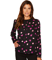 CeCe - Long Sleeve Beautiful Petals Peter Pan Blouse