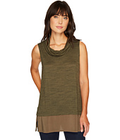 TWO by Vince Camuto - Sleeveless Space Dye Cowl Neck Mix Media Top