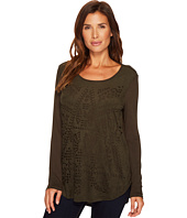 Tribal - Long Sleeve Scoop Neck Top w/ Cut Out