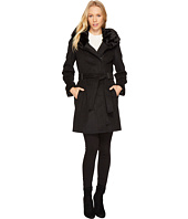 Calvin Klein - Wool Coat with Oversize Fur Hood Belted