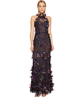 Marchesa Notte - 3D Floral Halter Gown w/ Embroidery