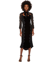 Marchesa - 3/4 Sleeve Velvet Lace Cocktail Dress