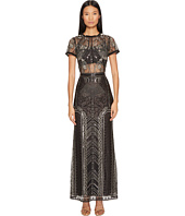 Marchesa Notte - All Over Embroidered Gown w/ Cap Sleeves
