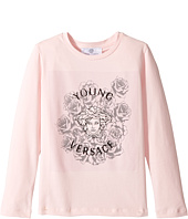 Versace Kids - Long Sleeve T-Shirt w/ Medusa Rose Design On Front (Toddler/Little Kids)