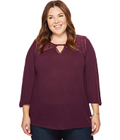 Lucky Brand - Plus Size Lace Mix Peasant Top