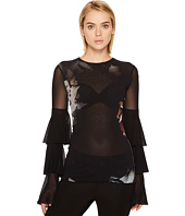 FUZZI - Long Sleeve Ruffle Printed Top Cover-Up