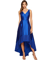 Adrianna Papell - Sleeveless Mikado High-Low Gown with Lace Border Hem
